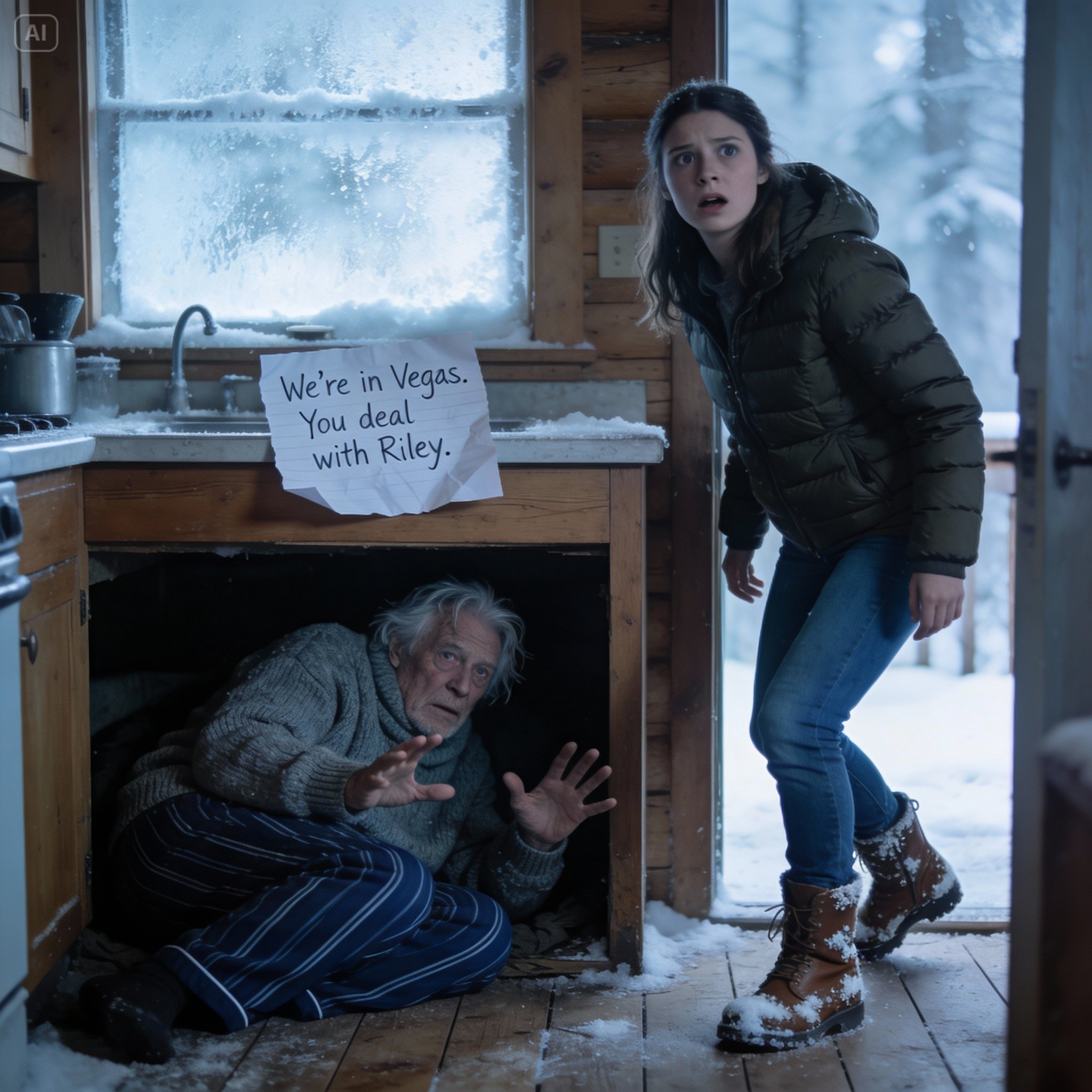 I found my grandfather crawling on the floor, half-frozen, abandoned. The note on the counter read: ‘We’re in Vegas. You deal with Riley.’ But when he gripped my hand and said, ‘They don’t know what I kept hidden’—everything changed.