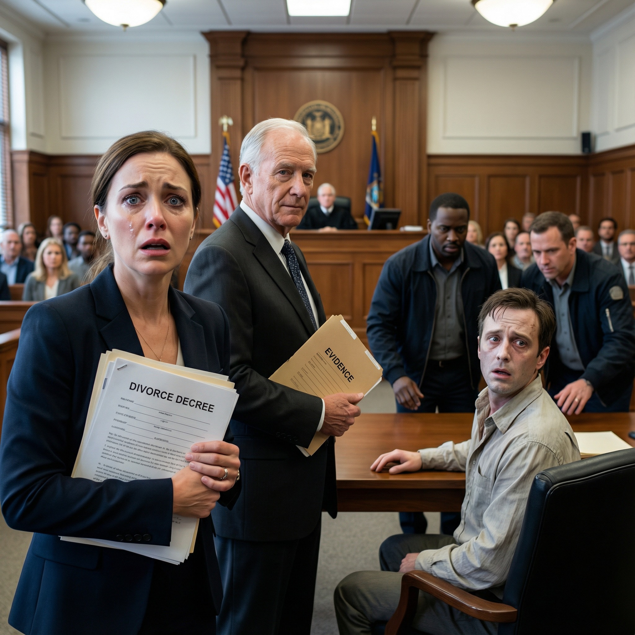 On the bus to my divorce hearing, I gave my seat to a frail old man shaking beside me. He smiled and said, “Mind if I come with you? I have unfinished business.” I laughed—until he followed me into the courthouse. When my husband looked up and saw him, the color drained from his face. He whispered, “This… this can’t be happening.” That’s when I learned who the old man really was—and why my divorce would change everything.