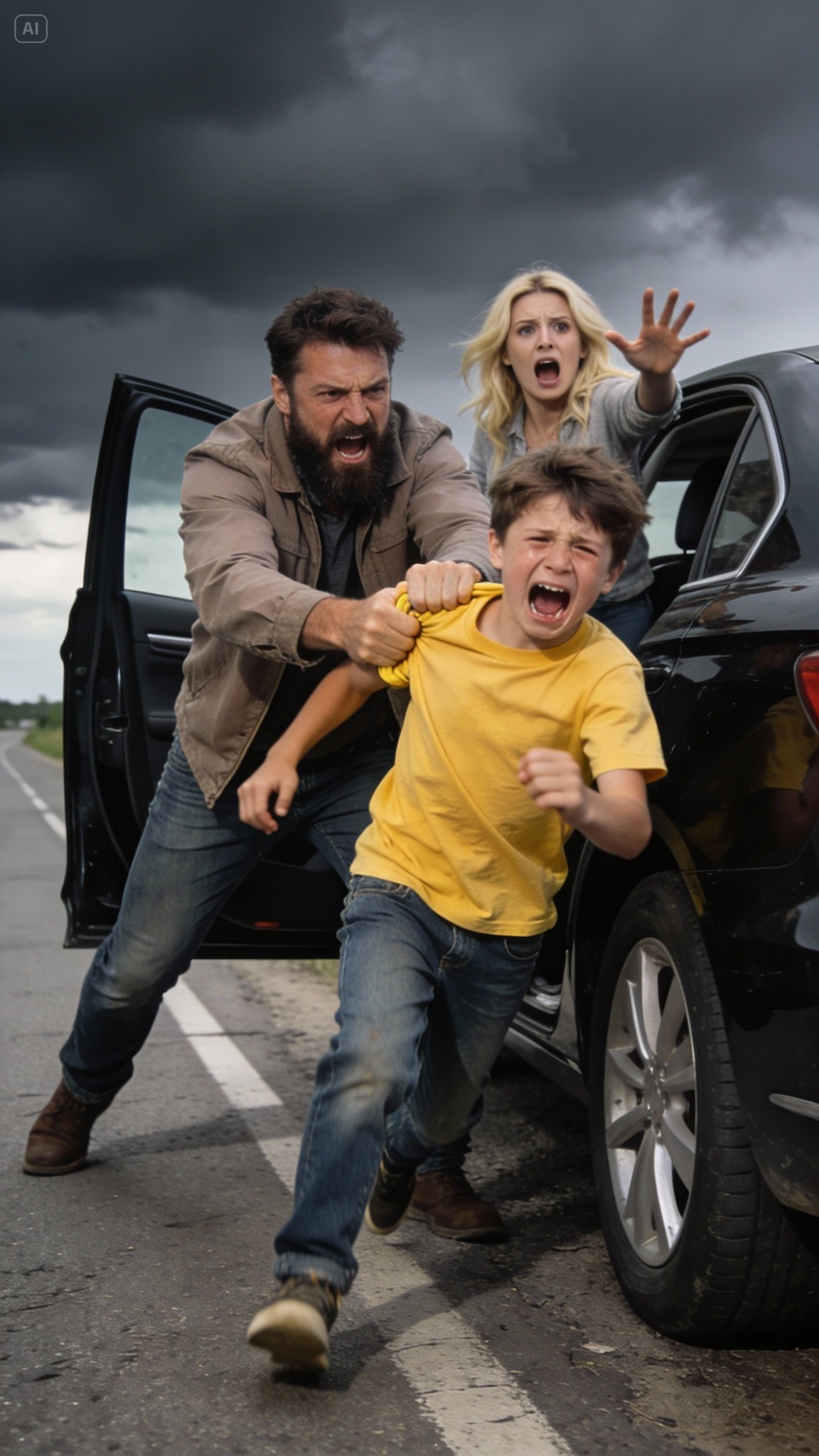 On the morning of our family trip, barely ten minutes onto the highway, my husband abruptly slammed the brakes and pulled over.