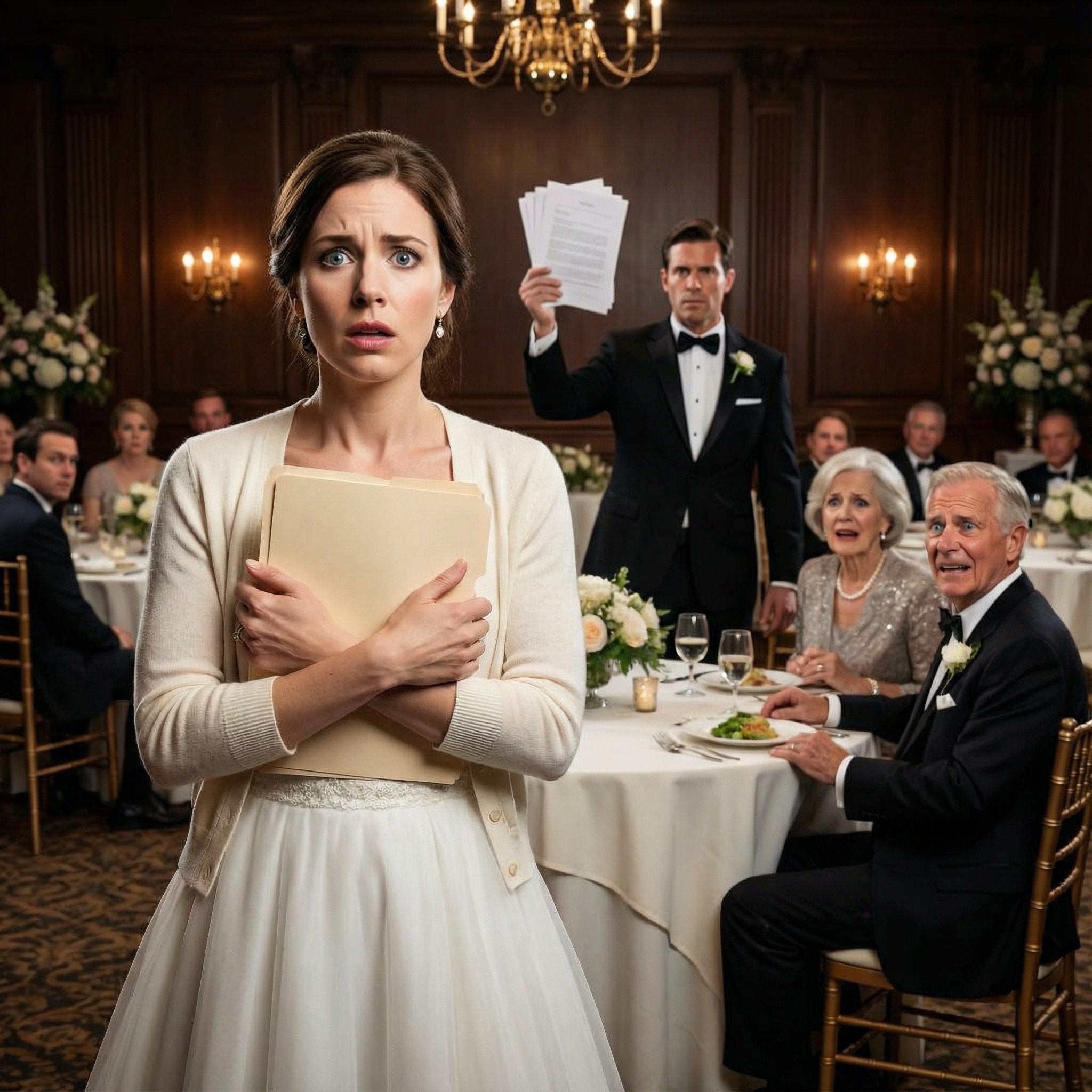 I never thought my sister’s wedding would turn into the day my family finally showed their true faces. As the music played and everyone smiled, my mother leaned in and whispered, “Sign the papers now. It’s family property anyway.” My father’s eyes were cold, greedy. My heart pounded—until her fiancé suddenly stood up and said, “There’s something you all need to know.” What he revealed next didn’t just stop the wedding… it shattered their lives forever.