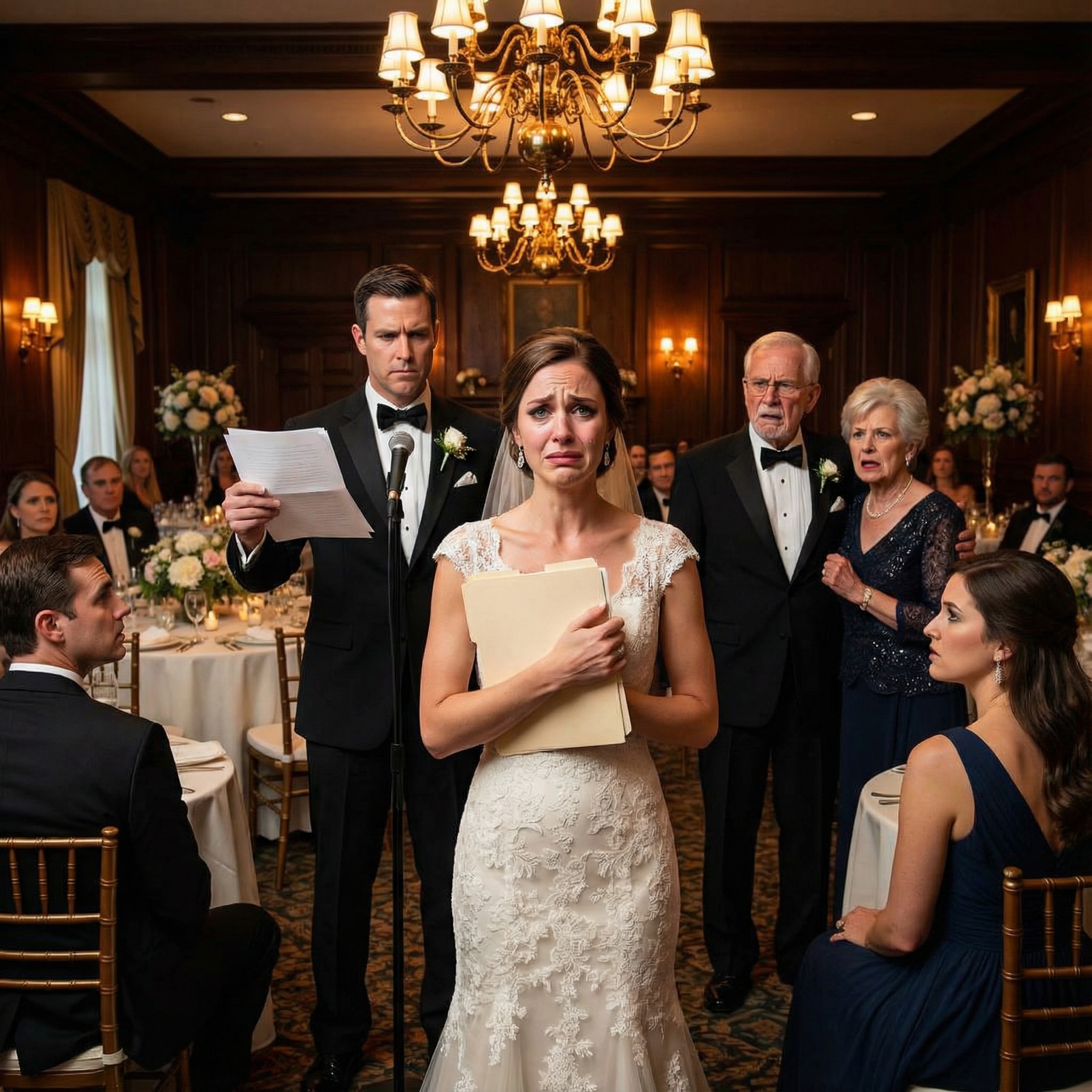 I never thought my sister’s wedding would turn into the day my family finally showed their true faces. As the music played and everyone smiled, my mother leaned in and whispered, “Sign the papers now. It’s family property anyway.” My father’s eyes were cold, greedy. My heart pounded—until her fiancé suddenly stood up and said, “There’s something you all need to know.” What he revealed next didn’t just stop the wedding… it shattered their lives forever.