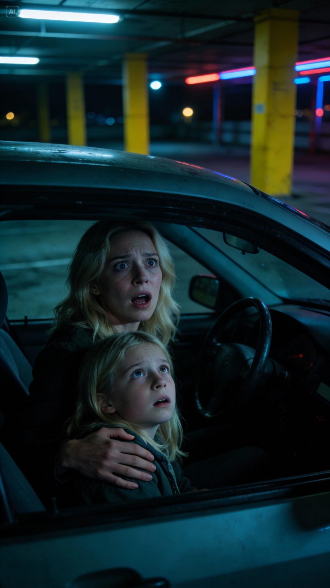 In the dimly lit underground parking garage at the mall, my daughter suddenly tightened her grip around my arm.