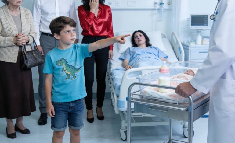 When my newborn ‘passed away’ at the hospital, my mother-in-law whispered, ‘God saved this world from your bloodline.’ My sister-in-law nodded. My husband turned his back on me. Then my 8-year-old son pointed to the nurse’s cart and said, ‘Should I give the doctor what grandma hid in my baby brother’s milk?’ Everyone stopped breathing.