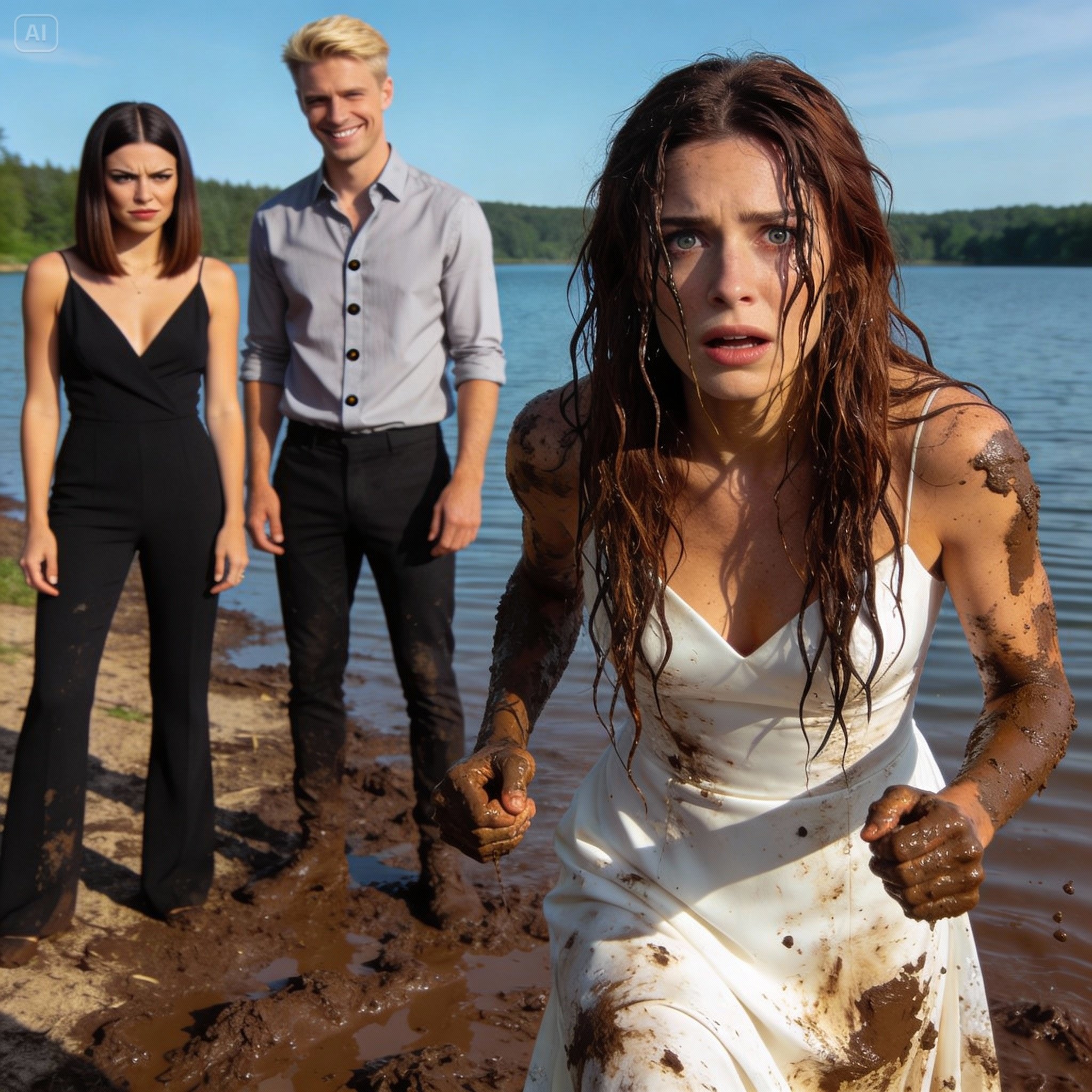 My sister’s fiancé shoved me into mud before my engagement shoot and said “you belong there” my sister watched and scoffed “pity points help” I stood through the humiliation knowing they’d never scoff again.