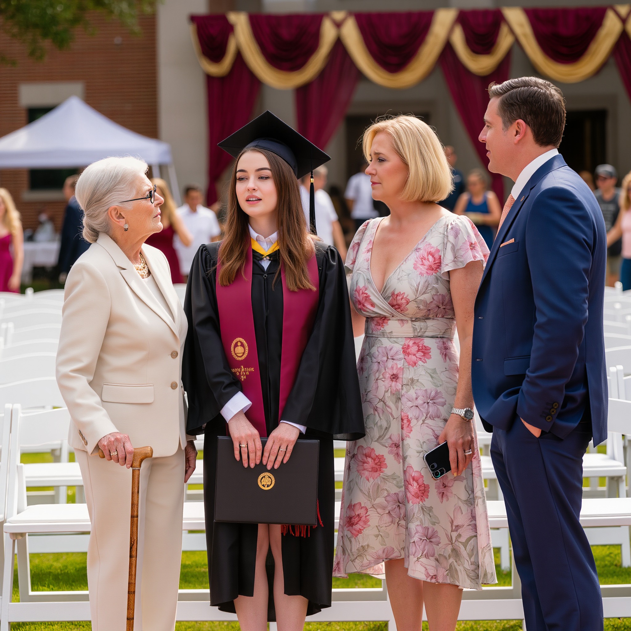 Graduation day. Grandma asked one question: “Where is your $3,000,000 trust?” — I froze — Mom went pale, Dad stared at the grass — 48 hours later, the truth evaporated into view…