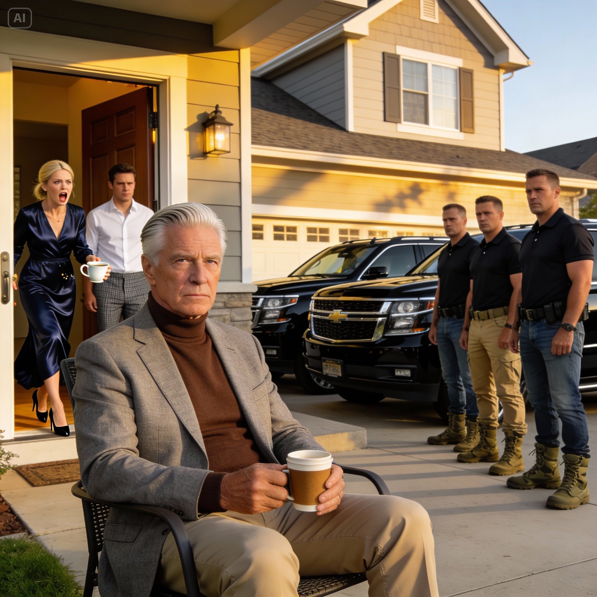 My daughter-in-law told my son: ‘Let your dad sleep in the garage if he’s going to act ancient.’ They laughed. Thought I wouldn’t hear. But they forgot who I used to be. By sunrise, three black SUVs were parked outside. My coffee was still warm when they panicked.