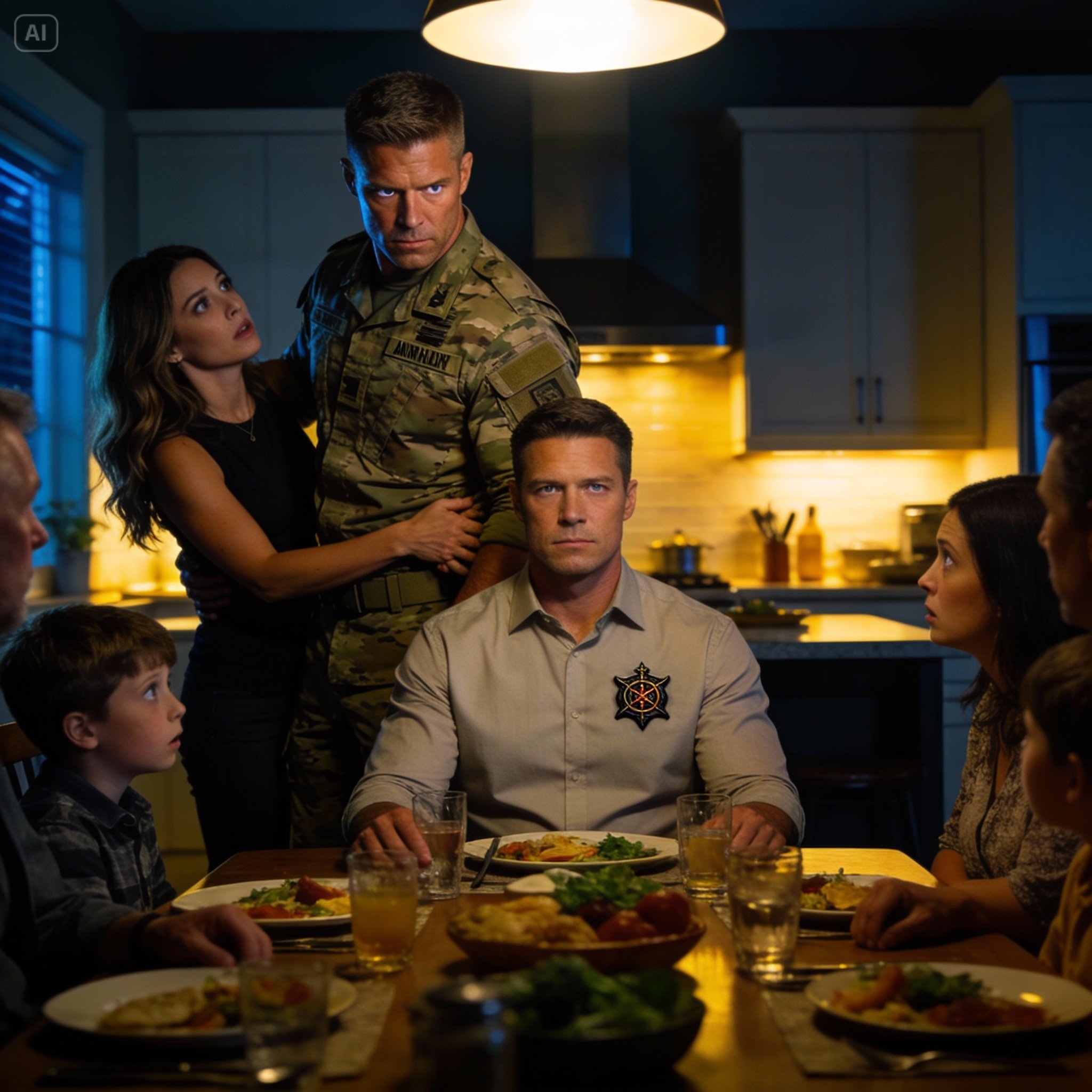 My sister beamed during dinner and said, “this is my fiancé, an army ranger, a real hero,” before turning to me with a smirk and adding, “unlike you and your safe little office work.” but after spotting the metal pin on my shirt, the ranger froze, pulled her back, and said: you don’t know who you’re sitting with.