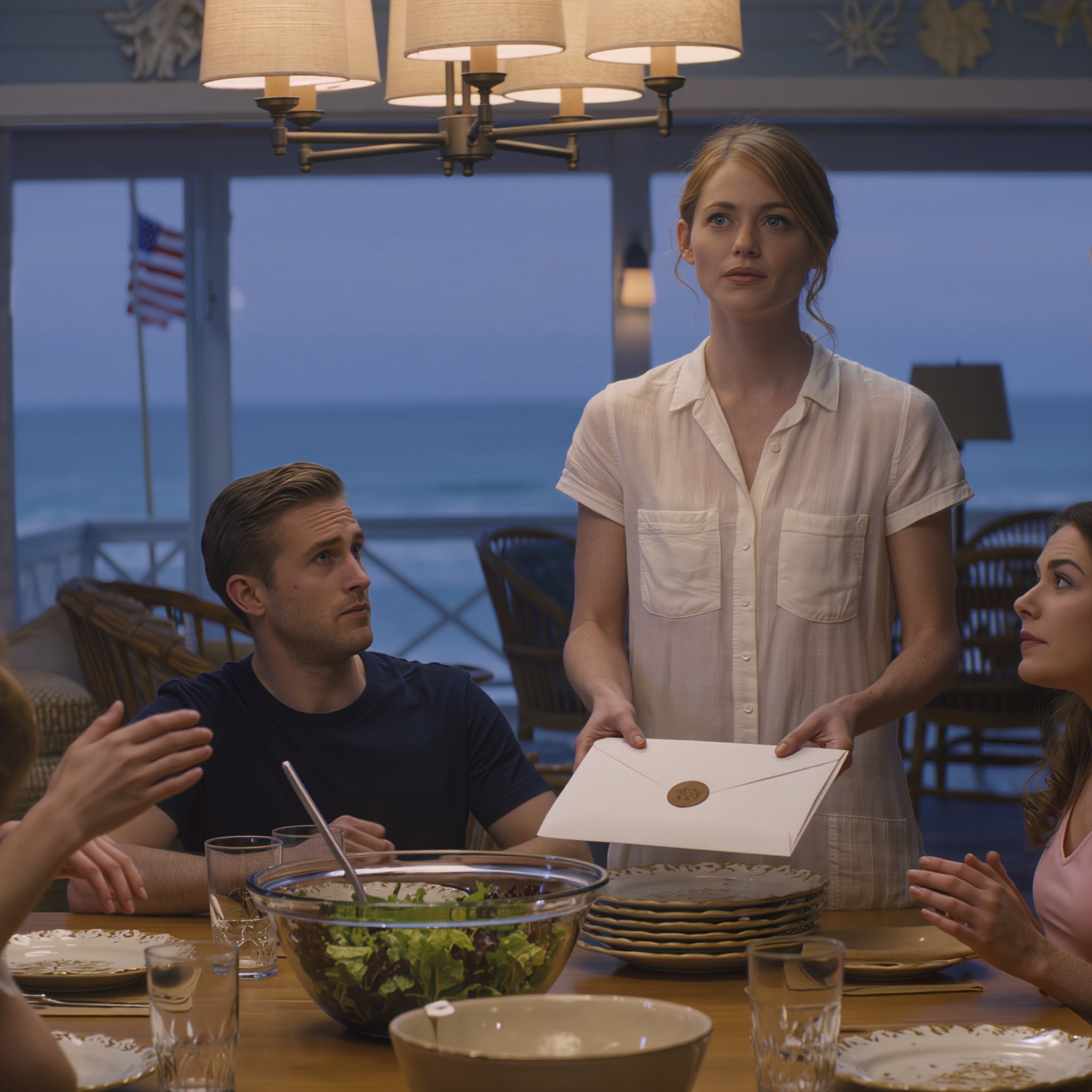 At a dinner in a rented beach house, my brother casually laughed, “An adopted kid isn’t real family,” and the whole table joined in… I just set a thick envelope down and said, “See you with the lawyer tomorrow.” From that moment, my “blood relatives” started to tremble—because I was holding a letter, recordings, and proof of who stayed when our parents were fading, and who only showed up to count what was left.