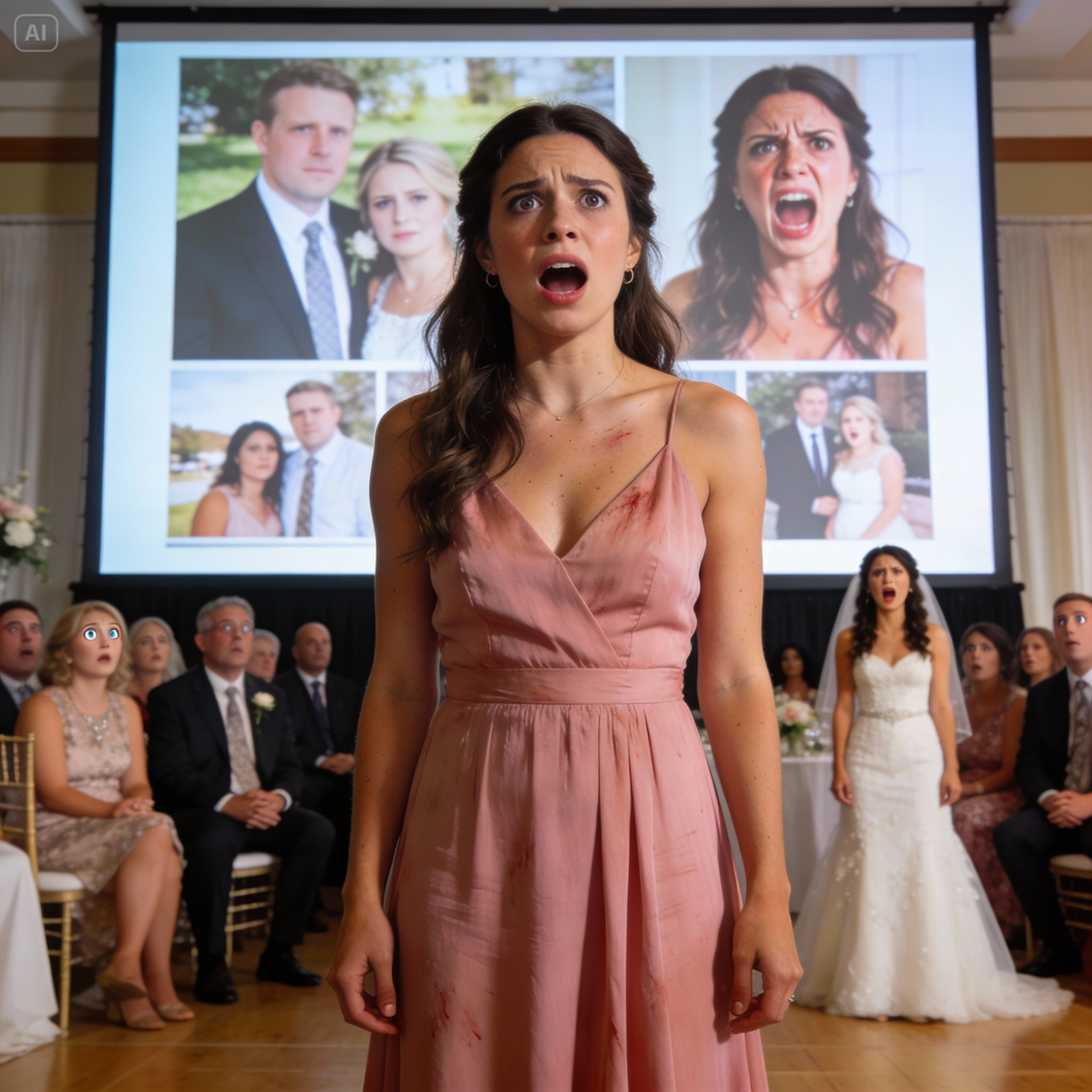 My sister called my dress “tacky”, she slashed it before the ceremony. My mom handed her my heirloom locket. I was erased from the slideshow. They read a fake speech in my name. I said nothing… until the screen went black. Then everything changed.