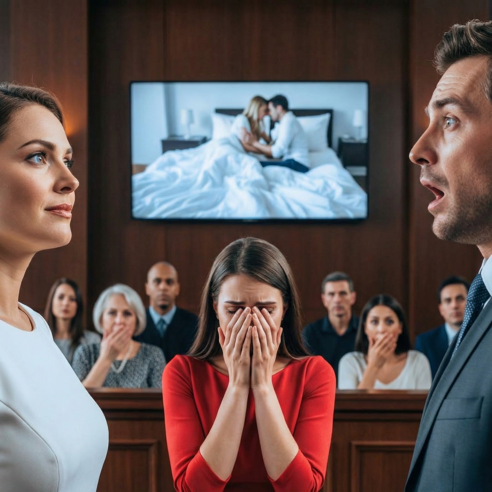 “Turn it off immediately!” The wife presents evidence at the divorce trial — The lover flees in tears as the truth is revealed on screen.