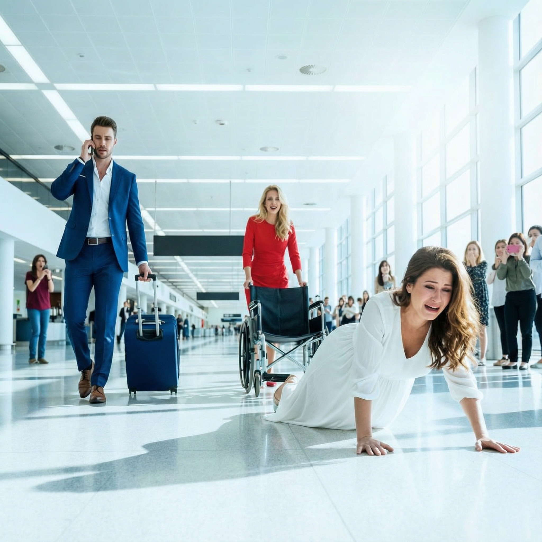 “You’ll be fine without it.”Mistress Stole Pregnant Wife’s Wheelchair at the Airport — Billionaire Forced Her to Crawl to the Ga