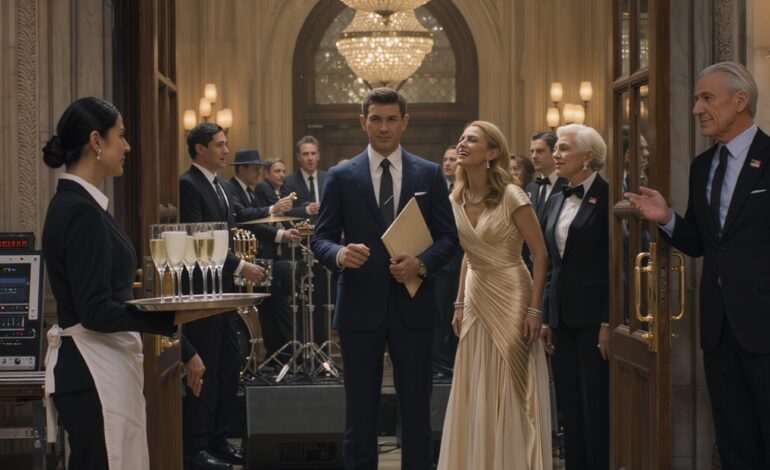 At my sister Madison’s engagement party in a downtown Grand Meridian ballroom, a guard sized up my faded jeans and sneered, “Service entrance,” while Madison laughed like I was hired help. I tied on an apron, stayed invisible, and watched a tiny security camera blink over chandeliers as ‘old money’ guests whispered about what my family could do for them. Then a stranger slipped a USB near the sound system—and my general manager entered with a folder looking for Ms. Wong.