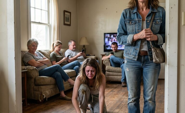 I bought my daughter a quiet country house, thinking it would be her refuge. When I arrived unannounced, I found her crying—her husband’s entire family had moved in. Her mother-in-law snapped, “A daughter-in-law should earn her keep,” while my daughter scrubbed floors with shaking hands. I picked up my phone. Five minutes later, the suitcases were on the lawn. I looked at them through the gate and said just three words: “GET OUT NOW”