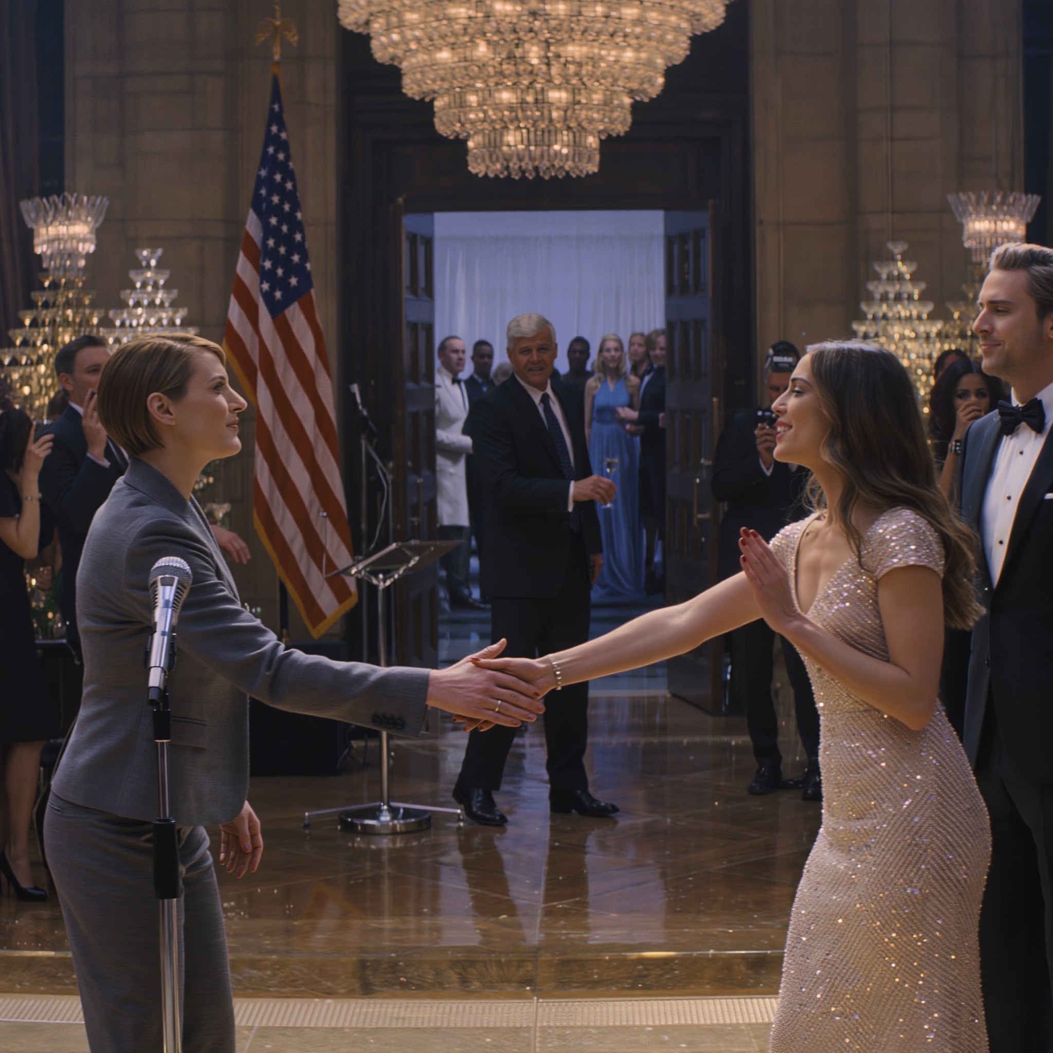 At My Sister’s Contract Celebration Party, I Reached Out To Greet Her Boyfriend. My Sister Brushed My Hand Away And Said With A Smirk, “Oh—He Only Greets People He Knows Well.” The Room Laughed. Cameras Were Rolling. I Stayed Calm And Said, “Perfect—Then This Deal Just Changed.” She Kept Laughing. But 5 Minutes Later, Her Face Went Pale When…