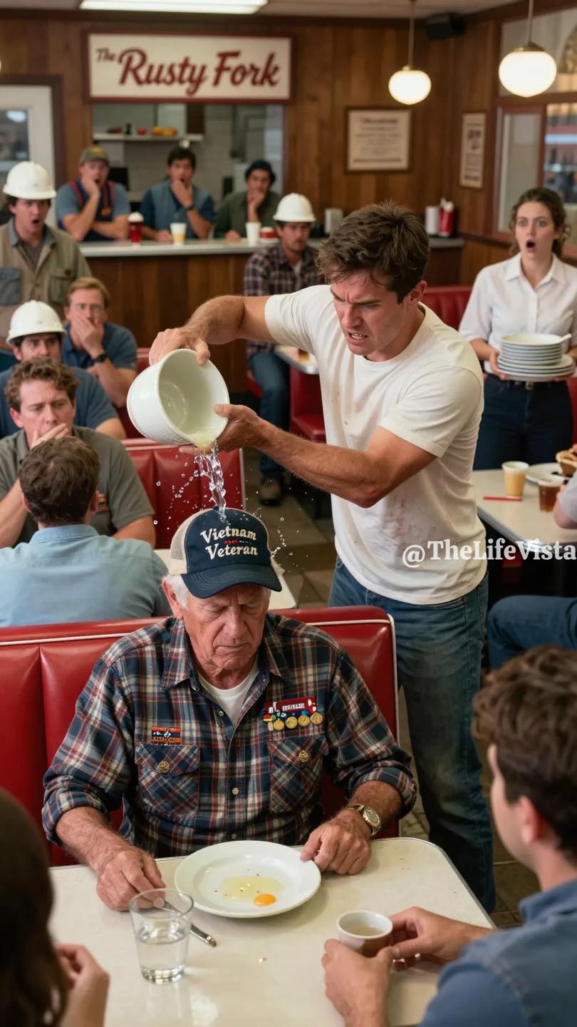 A Spoiled Heir Humiliated an Elderly War Veteran Over a “Rare” Shirt in a Small-Town Diner, and Everyone Stayed Silent Until the Veteran’s Son Arrived With a Thunderous Response That Changed Everything
