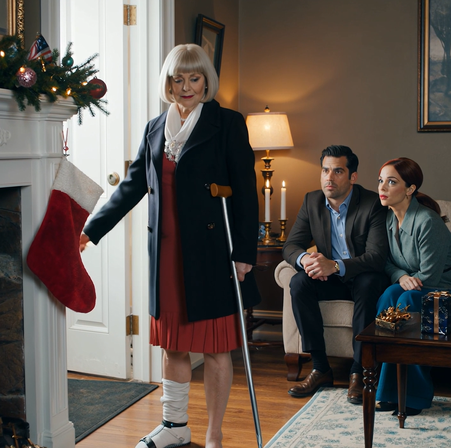 At 3:00 p.m. on Christmas Day in my Brooklyn house—my first holiday dinner since Richard died—68-year-old Sophia Reynolds arrived in a cast with a voice recorder in her pocket after Melanie shoved me down the steps, and Jeffrey laughed, “It was to teach you a lesson, like you deserve,” while guests blinked and whispered, “My fall,” then my phone lit with Mitch’s text, “We got it,” and I didn’t scream, didn’t plead, didn’t explain—I just smiled, took my crutch, rang the bell, and opened the front door—and my breath stopped at what stood on the porch.