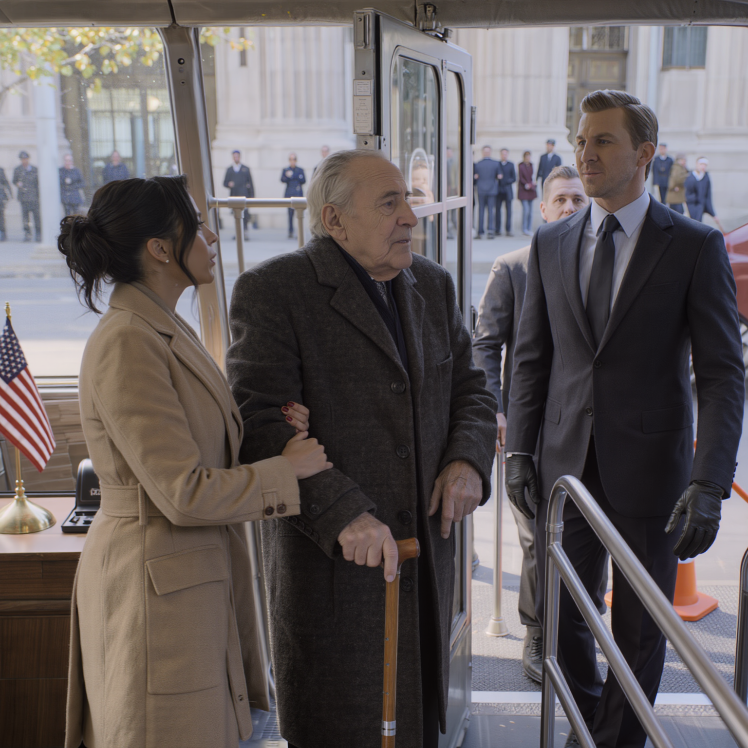 On the way to the divorce court, I helped an old man onto the bus. He insisted on coming with me, saying, ‘You shouldn’t go in alone.’ As soon as we entered the courthouse, my husband saw him—and his face darkened with fear, as if he had just seen a witness from a chapter he thought was buried. The old man leaned closer and called my name as if we had known each other for ages. It turned out that the ‘stranger’ I had helped on the bus was none other than…