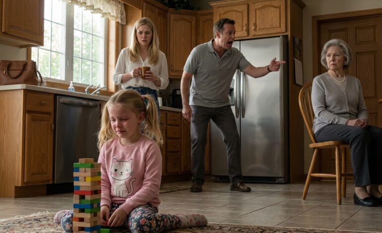 My husband said, ‘She’s too slow to be mine.’ His mother told me to replace her. I stayed silent. But on her birthday, my daughter gave him a card — and what she taped inside made him freeze in front of everyone.