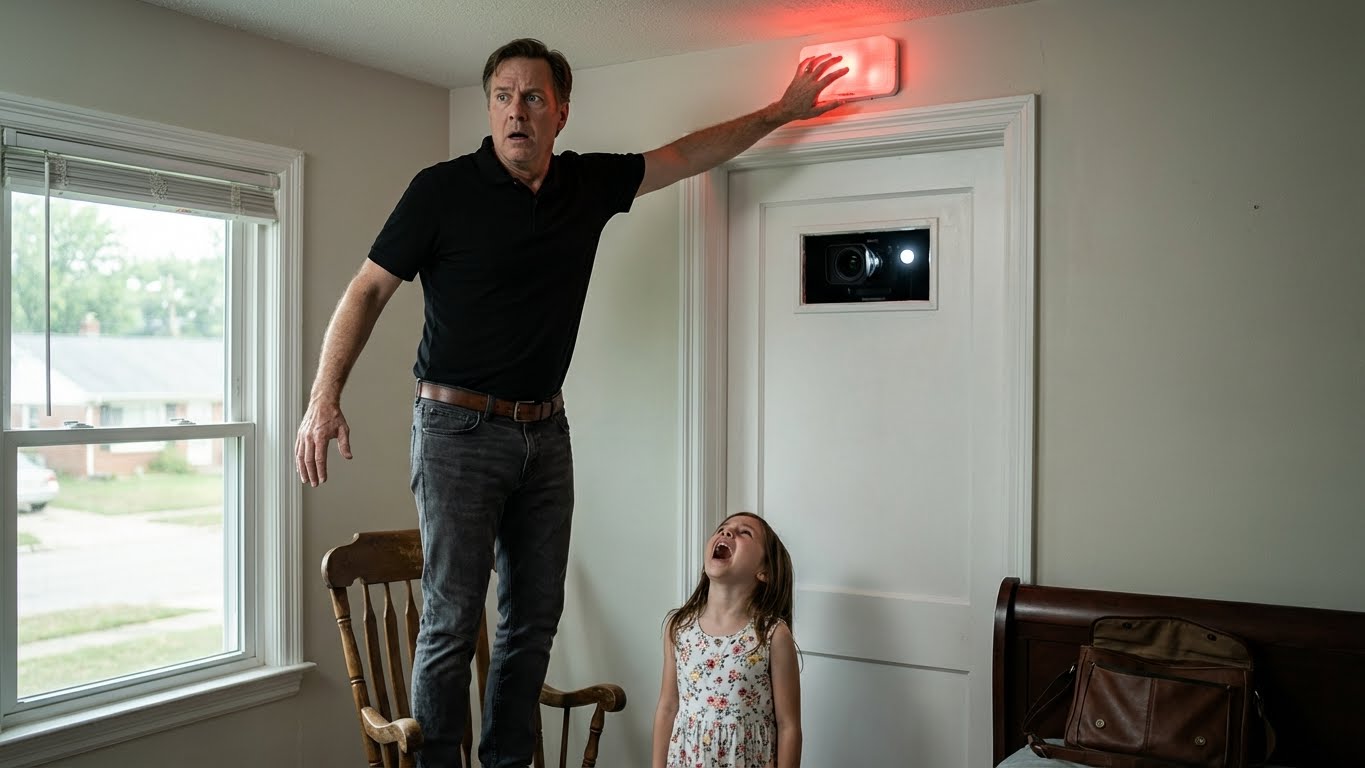 While checking a strange noise near the ceiling, I found a concealed camera pointed at my room. I pretended I saw nothing. Three days passed, then my child mentioned a detail no one had told her…