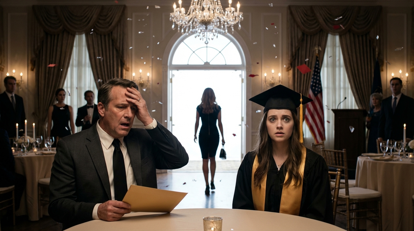 At my daughter’s graduation, my husband suddenly stood up and announced, “I’ve decided to start a new life without you.” His girlfriend was seated among our friends. The crowd fell silent. I smiled calmly and replied, “Congratulations on your honesty.”