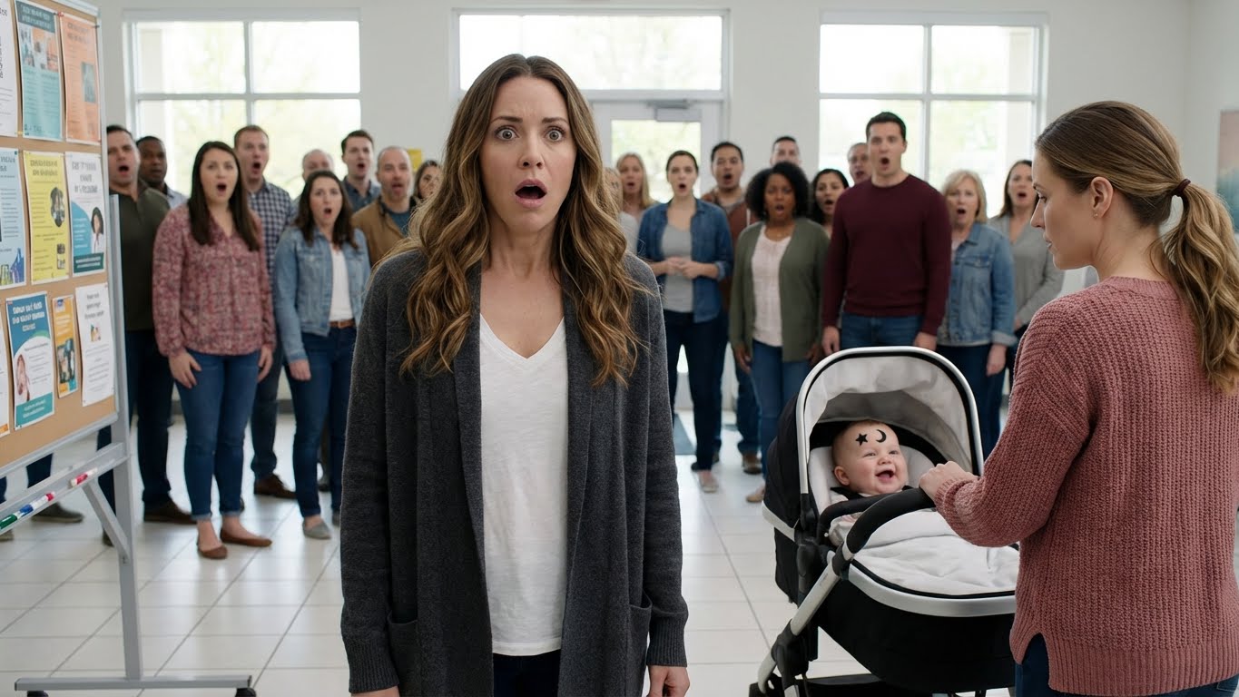 The room went quiet, then a hum. She stopped rocking the tiny carriage. Everyone was staring. I didn’t look at him. She slowly, slowly turned to face me, a smile still on her lips. She opened her mouth, but the only sound was…