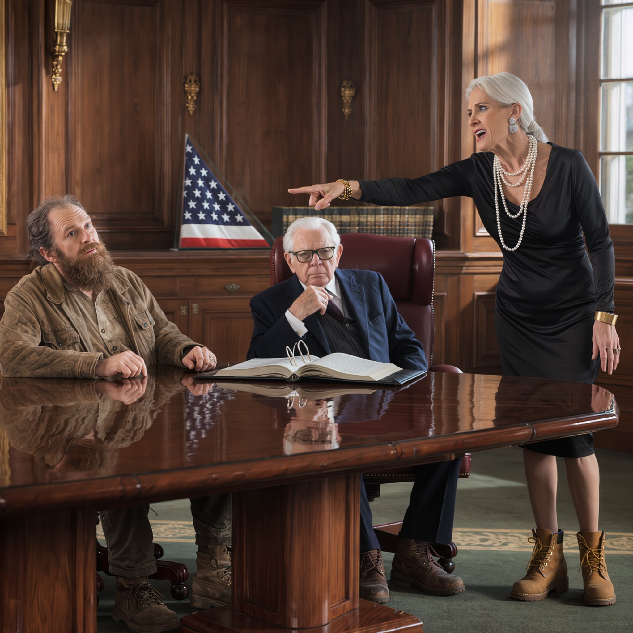 “Why is this vagrant in the room?” the stepmother shrieked, pointing at the man in mud-stained boots sitting silently in the shadows. “Security! Get him out before he begs for a handout!” The young man didn’t even look up, his worn denim jacket stark against the boardroom’s luxury. The family attorney slowly polished his glasses and stared her down. “Madam,” he said with chilling clarity, “you are speaking to Ethan Sterling—and thanks to the ‘neglect clause’ you triggered, he just inherited the entire empire, leaving you with absolutely nothing.”