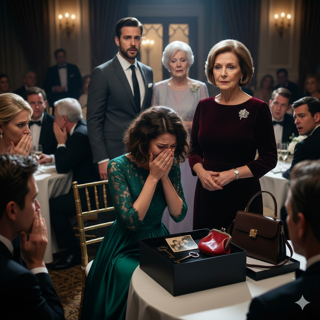 At my daughter’s wedding, her mother-in-law gave her a gift box. When my daughter opened it, inside was a maid’s uniform and a pair of cleaning gloves. My son-in-law grinned and commented, “That’s exactly what she needs at home.” My daughter’s eyes welled up with tears and she began to tremble. I quietly rose from my seat and said, “Now, let’s see the gift I have for you two.” When my daughter opened the box, their faces showed utter astonishment.