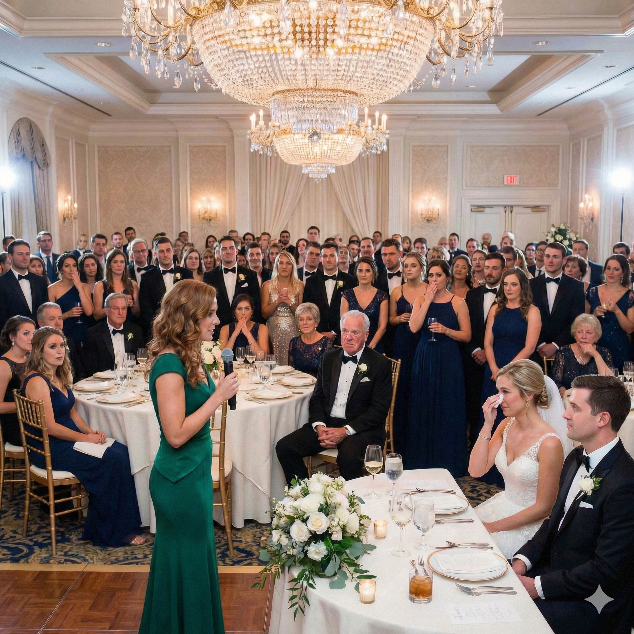 I Raised My Daughter Alone, and at Her Wedding Her Wealthy Father-in-Law Tried to Humiliate Me in Front of 300 Guests — Until I Calmly Stood Up and Asked, “Do You Even Know Who I Am?” and Watched the Ballroom Go Silent Under the Crystal Chandelier Lights