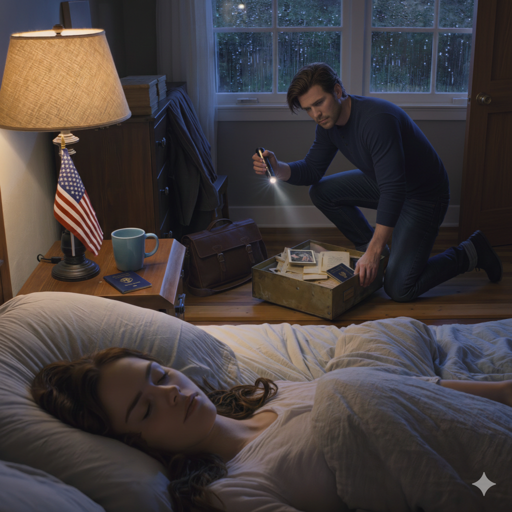 I suspected my husband had been slipping something into my nightly tea, so when he stepped away I poured it out, crawled into bed, and pretended to fall asleep—then I heard wood scrape beneath our window.