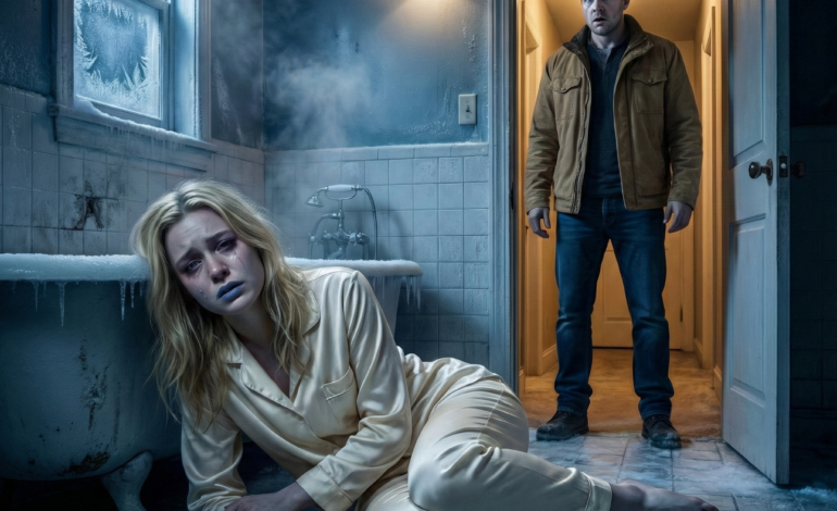 My mother-in-law locked me in a freezing bathroom and walked away. I begged my husband for help, but he dismissed me without concern. When he finally opened the door the next morning, the sight inside drained all the color from his face.