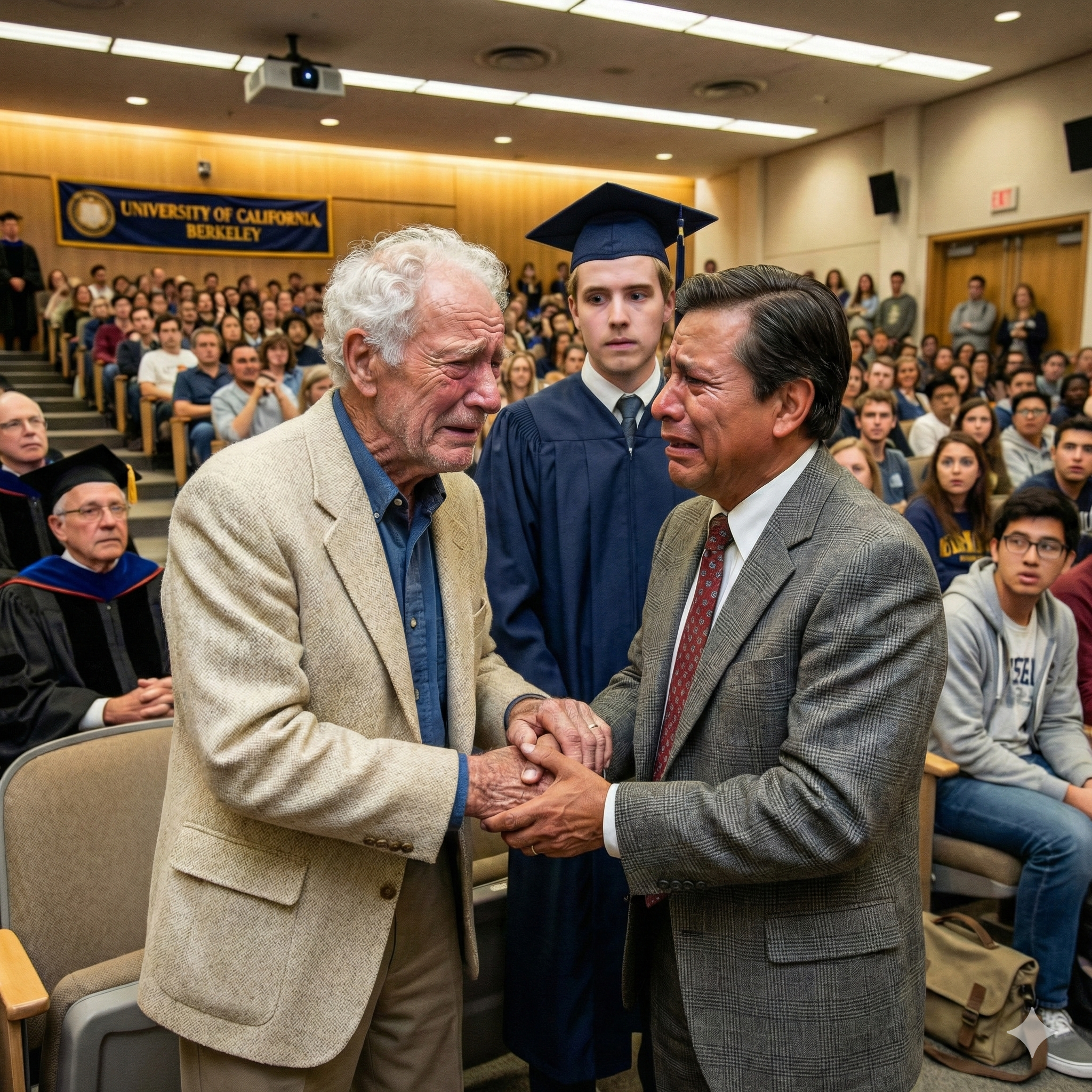My Poor Stepdad Sat Silently at My PhD Defense—Until the Professor Froze Mid-Handshake and Whispered His Name. What Followed Exposed a Forgotten Act of Bravery from Decades Ago, Turned a Construction Worker into a Campus Hero, and Revealed the Quiet Sacrifices Behind My Success That No One Had Ever Seen… Until That Moment.