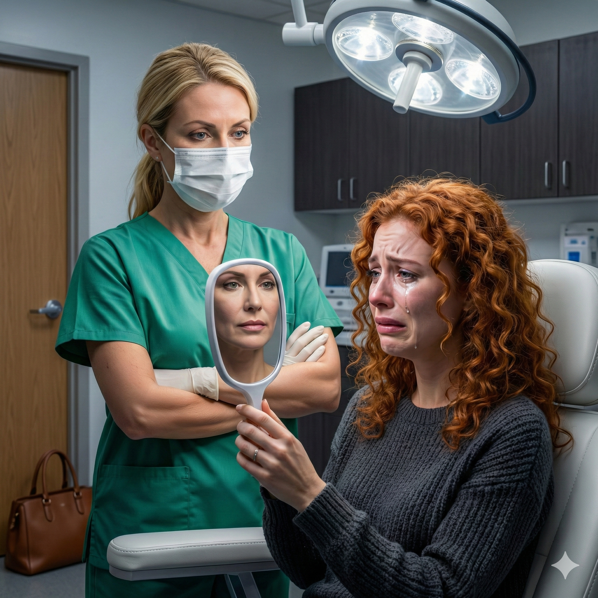 I never told my husband’s mistress that I was the renowned plastic surgeon she booked a consultation with. She didn’t recognize me in my mask and scrubs. She pointed to a photo of me on her phone and said, “I want to look better than this hag my boyfriend is married to. Make me younger so he finally dumps her.” I simply smiled behind my mask and nodded. The surgery was a masterpiece. She believed she was waking up with a face that would make me weep with envy. But when the final bandage was peeled away, her face went pale.