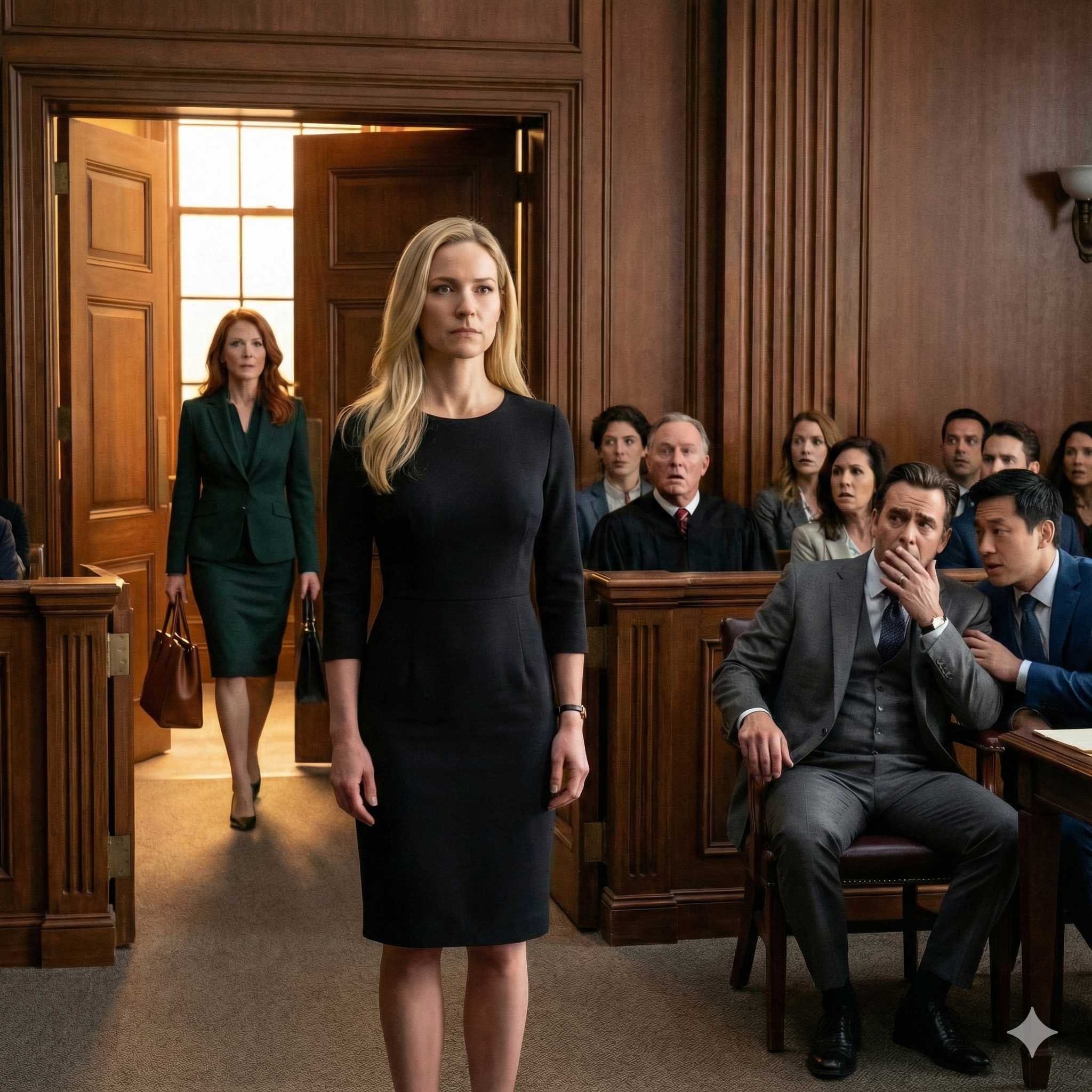 At our divorce hearing, my husband laughed when he saw I had no lawyer. “With no money, no power, no one on your side… who’s going to rescue you, Grace?” he sneered. He was convinced I was helpless. He didn’t realize who my mother was—until she stepped inside the courtroom and every breath in the room stopped. The grin vanished from his face… and pure fear replaced it. His perfect life was about to collapse.