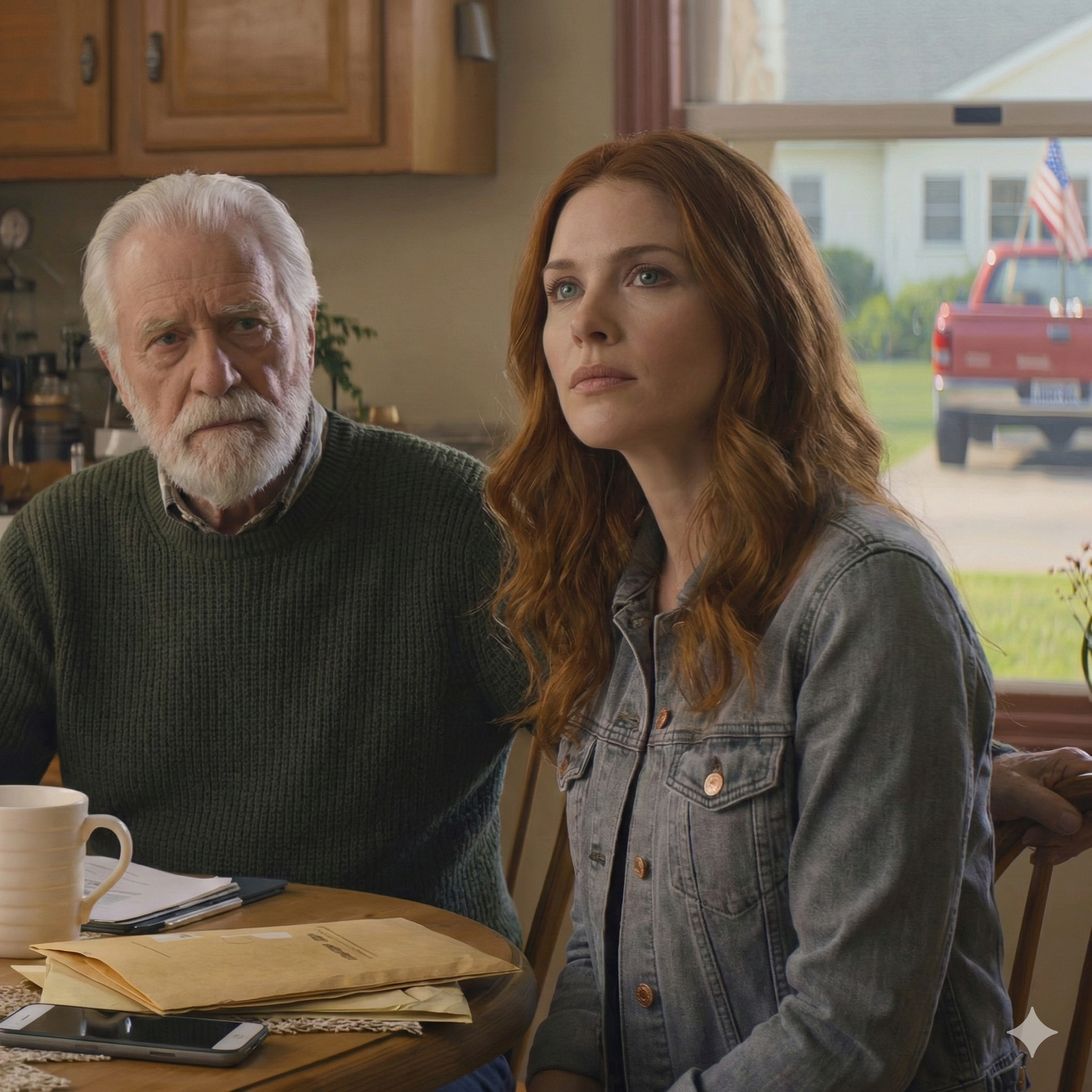 My phone buzzed at 7:12 a.m., and my father said, “Grandpa died last night—funeral Friday—he left everything to us, and you’re getting nothing,” while my mother giggled in the background, “Finally, you’re gone.” I didn’t argue; I put the call on speaker. Because Grandpa was sitting beside me at the kitchen table… alive, holding a sealed envelope from his lawyer.