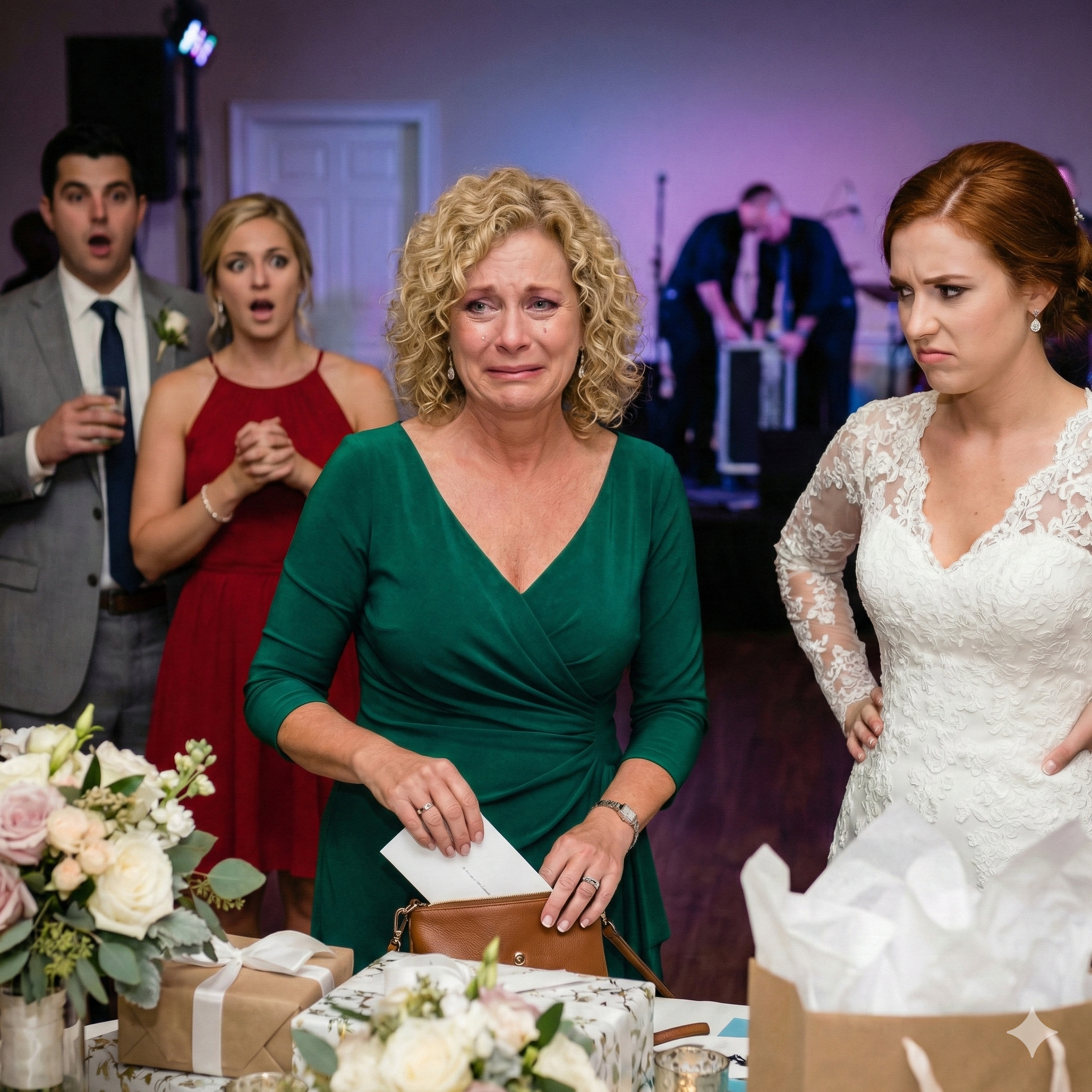 At my son’s wedding, his bride curled her lip and hissed, “Sit by the kitchen doors—your face will ruin the family photos.” My seat went to a stranger. I just smiled, walked to the gift table, and slipped my $25,000 check back into my purse. Leaning close, I whispered, “Don’t worry… I’ll stay out of your life forever.” Three hours later, the band, bar, and flowers disappeared—and so did something much bigger.