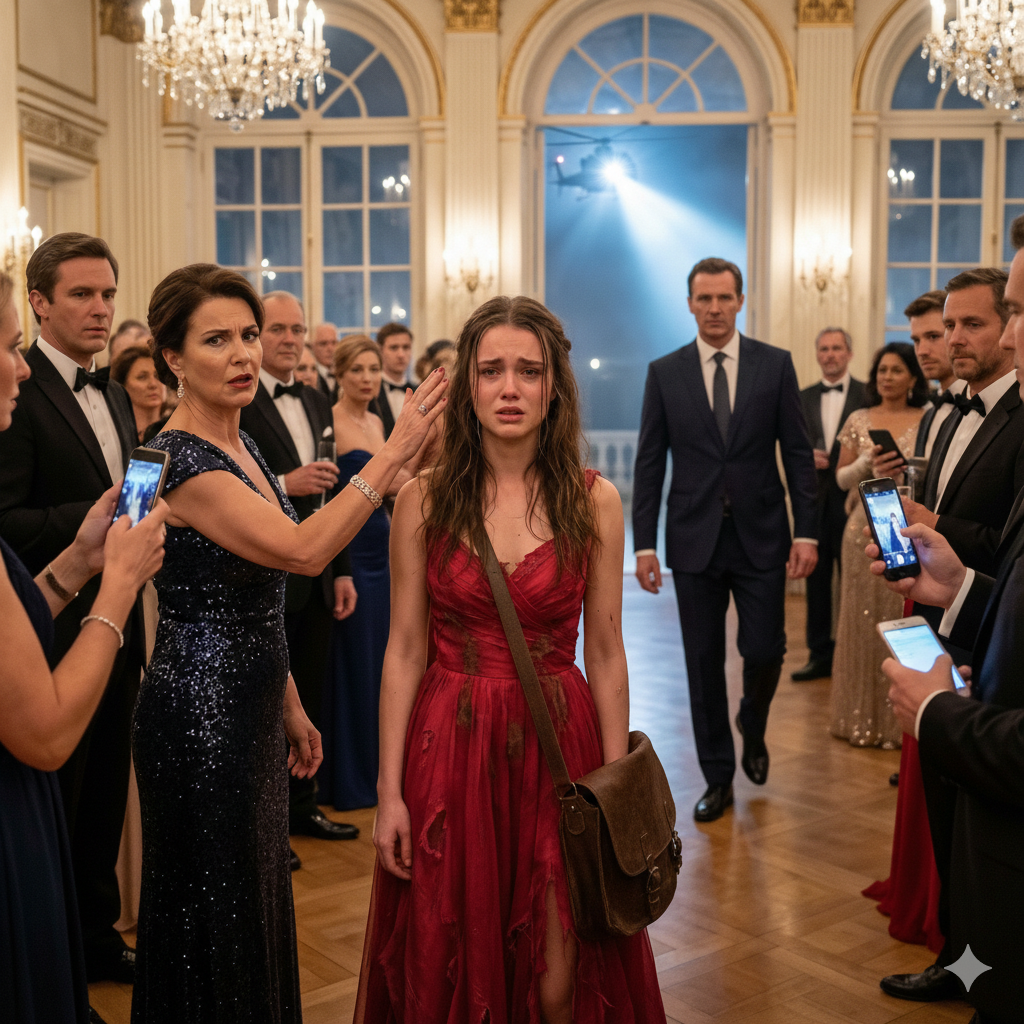 I never told my boyfriend’s billionaire family that I was the only daughter of the tech mogul who owned their company. To them, I was just a girl in a forty-dollar yellow dress. At their elite gala, his mother slapped me and sneered, “Trash like you should know your place,” while his sister ripped my dress and laughed, “She’s not even worth fabric.” Two hundred guests filmed my humiliation as my boyfriend stood frozen and said nothing. Then the ceiling began to shake. A helicopter landed on the roof… and the one person they never expected to see walked through the doors, making the entire room go silent.