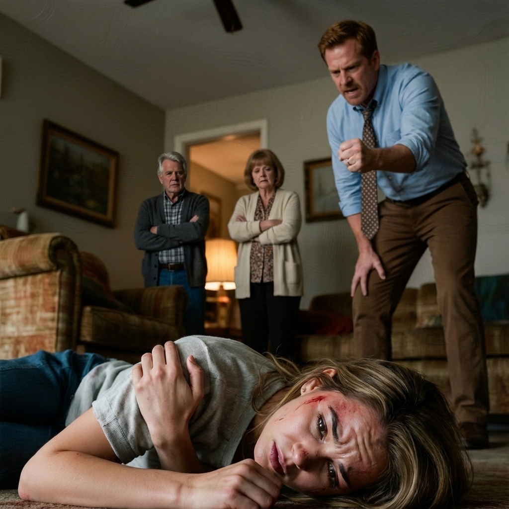 My daughter called me crying, “Dad, please come get me.” When I arrived at her in-laws’ house, her mother-in-law blocked the door and said, “She’s not leaving.” I pushed past her—and the moment I saw my daughter on the floor, I realized this wasn’t “family drama.” It was something they’d been hiding on purpose.