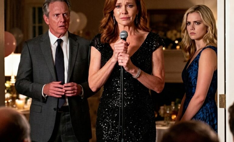 On our wedding anniversary, my husband announced in front of all guests: ’25 years is enough. I want someone younger. I want you out of the apartment tomorrow!’ He forgot that the apartment was mine. I took the microphone and said something that left him speechless.