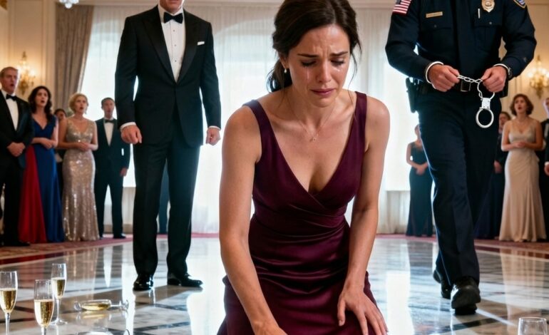 They forced me to kneel and scrub the marble floor while music and laughter filled the ballroom. My husband sneered, his mistress smirking, “Clean it properly—everyone’s watching.” I kept my head down, counting my breaths. Six minutes later, the music died. A man in uniform stepped off a private jet, handcuffs ready. As gasps erupted, I finally stood—because humiliation was never the ending.