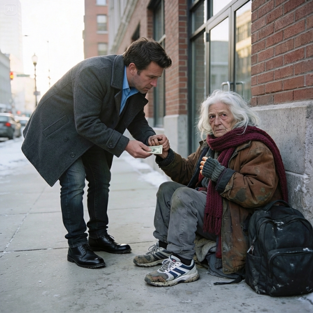 “Every day I left her a little money. One morning, she grabbed my wrist and whispered: ‘Don’t go home tonight.’ That saved my life.”