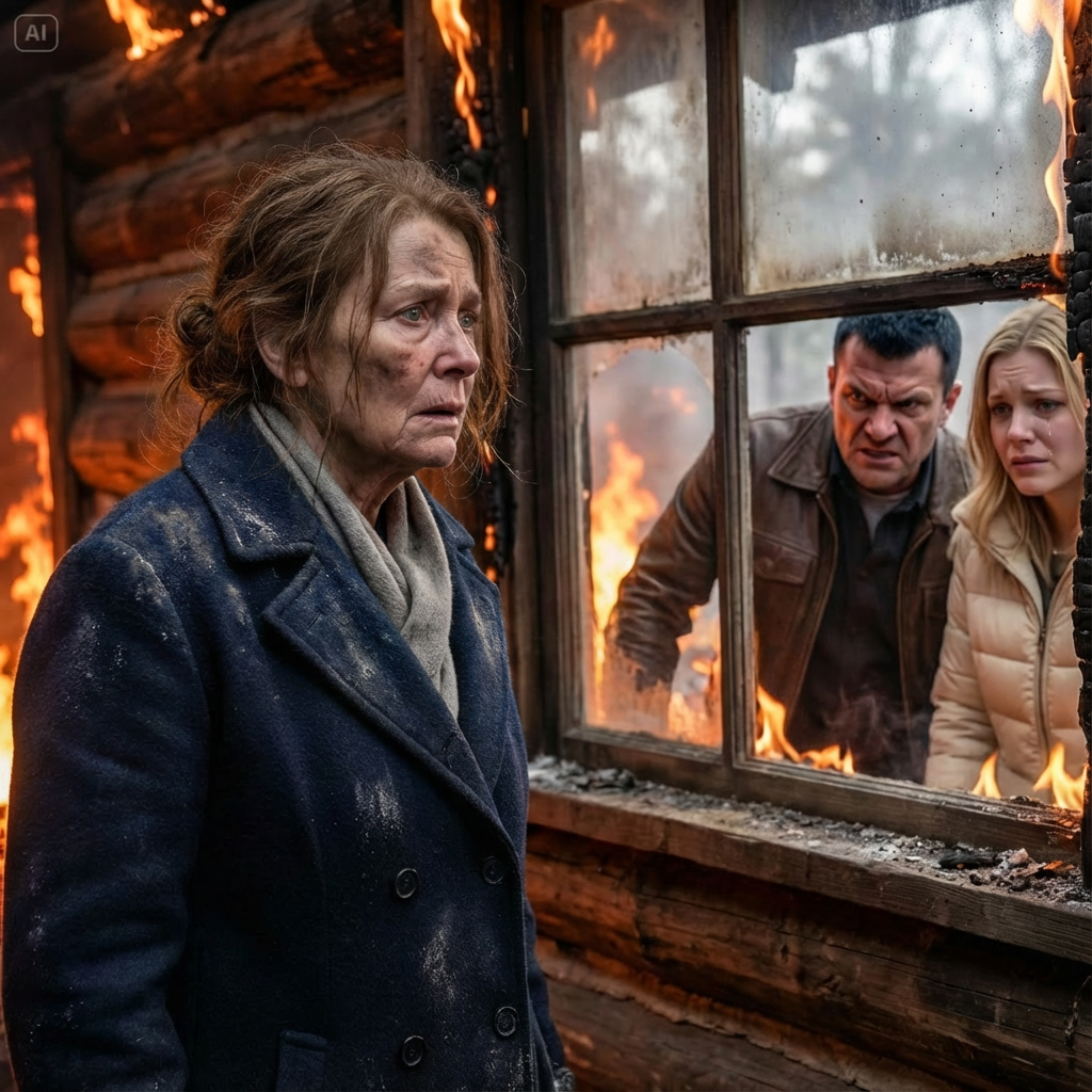 “Hopefully she likes the fire,” my son-in-law whispered as he locked me in the burning log cabin. My daughter just laughed coldly. They thought my $5 million fortune was theirs. But when they returned home to celebrate, I was sitting there with something they never expected…