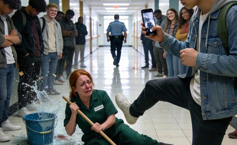 “You’re just the janitor,” the mayor’s son sneered—until the hallway learned who she really was.