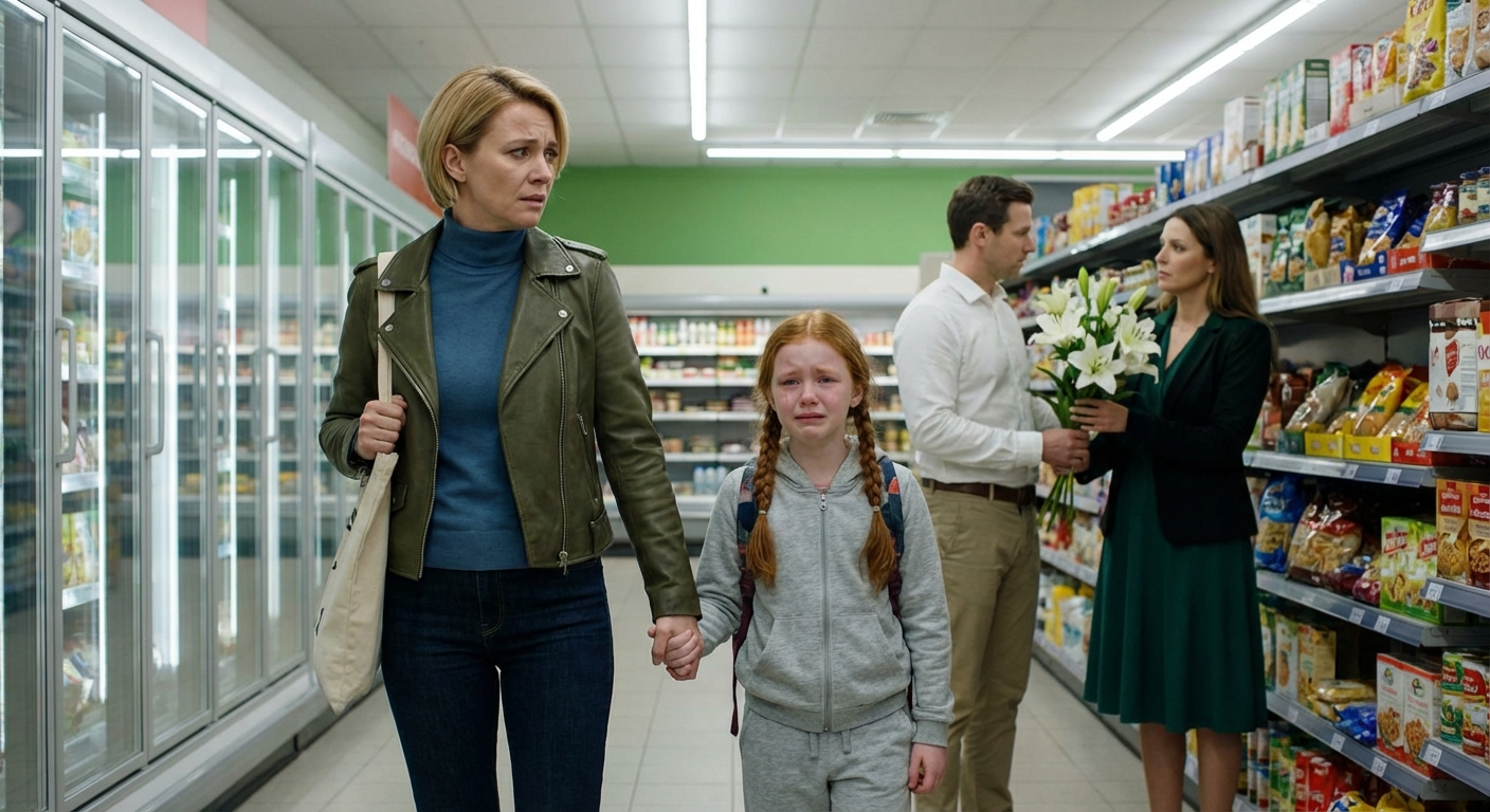 At the grocery store, my daughter froze: “Mom… that woman with Dad—isn’t she the one from my school?” I followed them and uncovered a truth I was never meant to see.