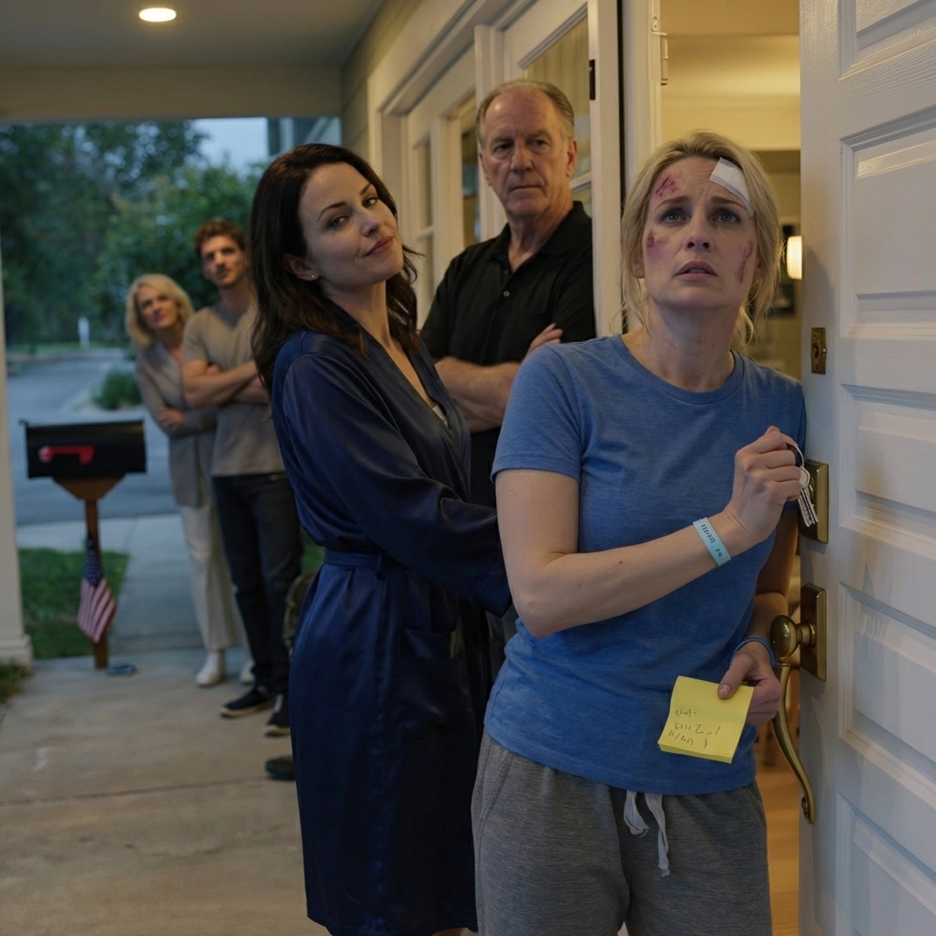 Three days after a drunk driver put me in a county hospital, my father leaned over my bed and hissed, “Pay up or get out,” then treated my recovery like an overdue favor; when I came home, a padlock and a sticky note sat on my closet like a verdict, and the scariest part wasn’t being shut out—it was realizing he’d been rehearsing this for years, right up until that crooked lighthouse painting in his office started to look like a door.