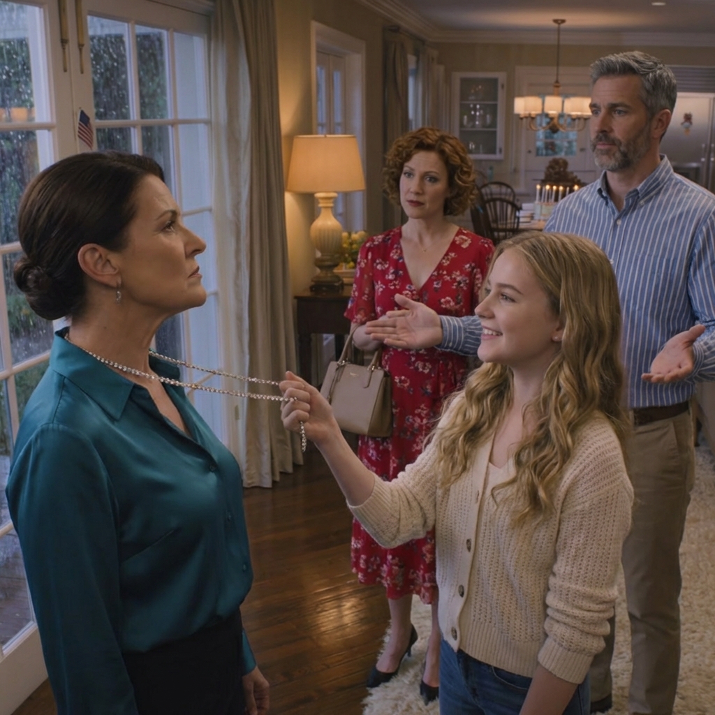 My niece smiled, tugged my grandmother’s diamond necklace, and said “If it’s real, it should hold up,” right before it snapped in the middle of my mom’s birthday party—while my sister-in-law laughed, my brother asked if it was ‘even worth much,’ and everyone moved on to cake… so I drove home with three loose stones in my palm and opened the one email thread they never knew existed.