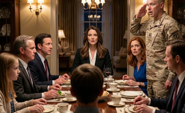 My sister laughed at dinner: ‘Meet my fiancé, a Ranger.’ She mocked my uniform. Then he saw the task force patch, froze, snapped to attention, and barked, ‘Maya, stop. Do you know what that means?