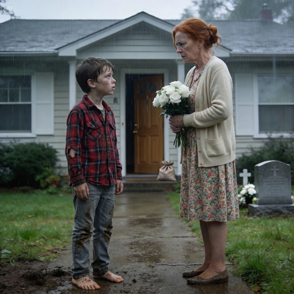 I had just buried my 8-year-old grandson. When I got home, he was standing on my porch, shivering and covered in mud. ‘Grandma, help me,’ he whispered—and I ran to the police.