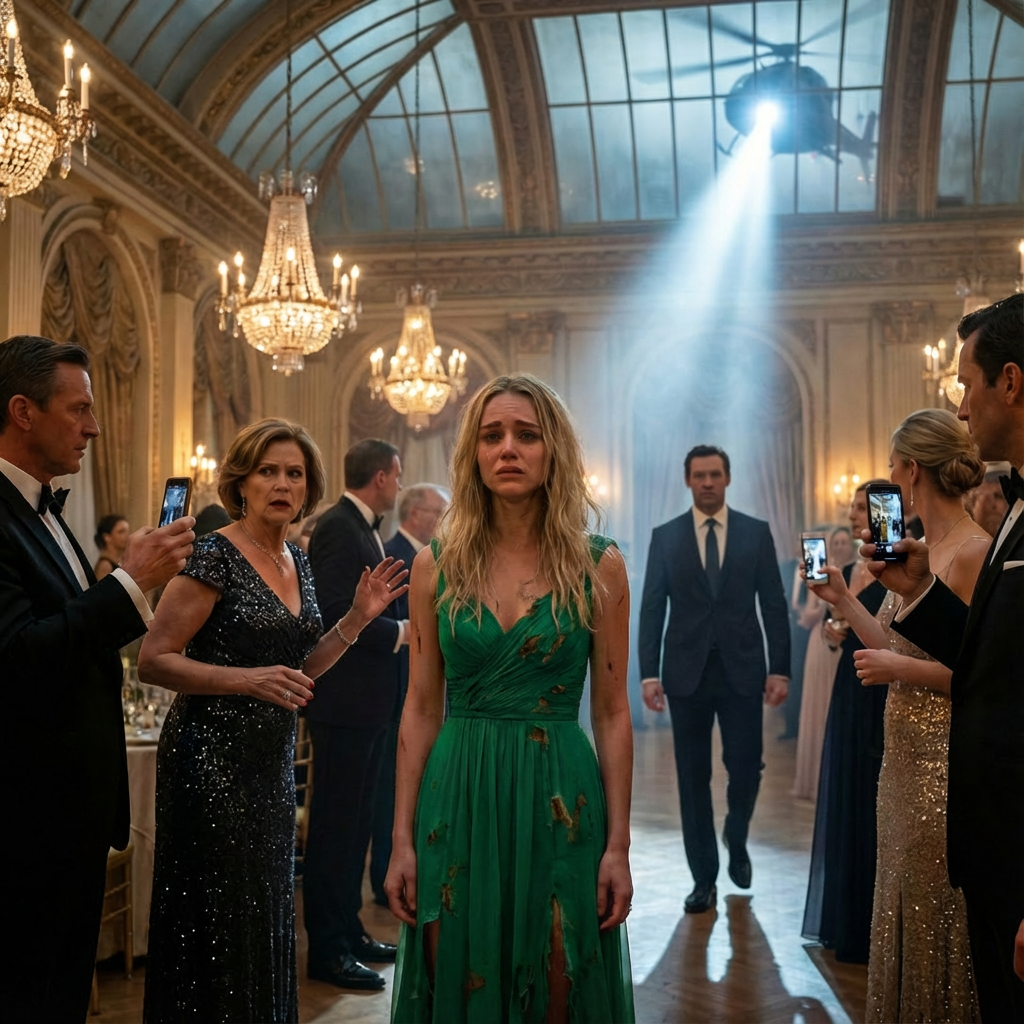 I never told my boyfriend’s billionaire family that I was the only daughter of the tech mogul who owned their company. To them, I was just a girl in a forty-dollar yellow dress. At their elite gala, his mother slapped me and sneered, “Trash like you should know your place,” while his sister ripped my dress and laughed, “She’s not even worth fabric.” Two hundred guests filmed my humiliation as my boyfriend stood frozen and said nothing. Then the ceiling began to shake. A helicopter landed on the roof… and the one person they never expected to see walked through the doors, making the entire room go silent.