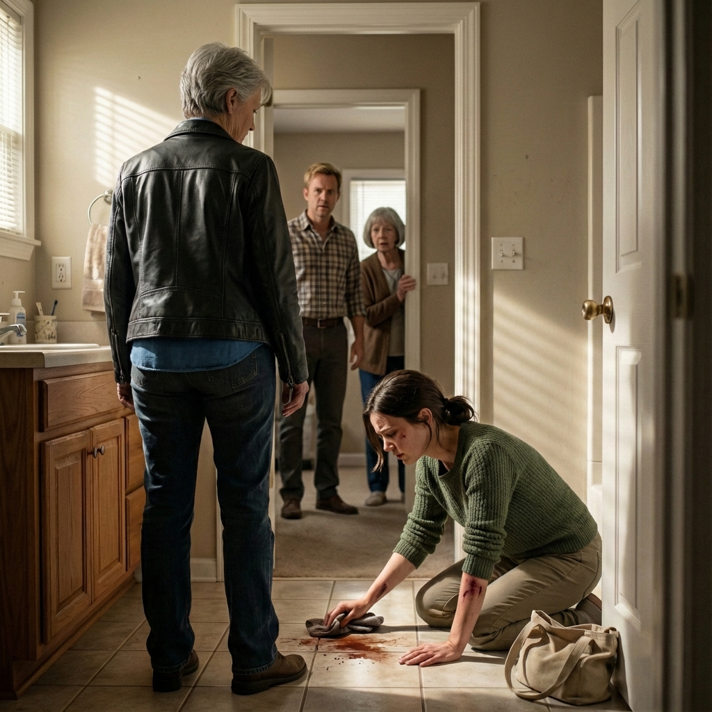 “Mom, come get me, please…” The call cut off, and my blood went cold. I didn’t call the police—I called my unit. Her mother-in-law blocked the doorway, smirking. “She’s married. Family matter.” I met her gaze, forged in war. “Not anymore.” One kick shattered the door. When I saw my daughter scrubbing blood from the tiles, I knew this wasn’t marriage—it was torture. They thought I was just an old woman. They were wrong.