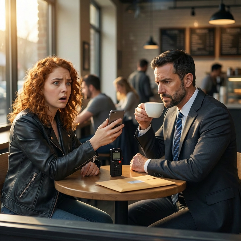 At 7:12 a.m., my dad called ice-cold: “Grandpa died last night, funeral Friday, the inheritance is all ours—you get nothing.” My mom laughed in the background: “Finally we got rid of her!” I didn’t argue, I just put it on speaker… Because they would never guess the person sitting across from me, sipping coffee, was listening to everything with a cold face.